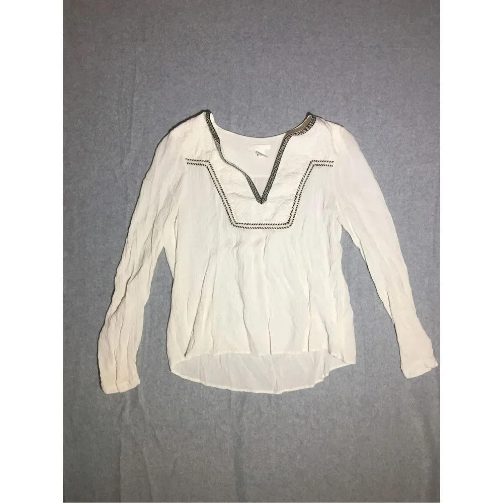 Womens H&M Blouse Size Small Boho Bohemian Casual Beachy Cropped